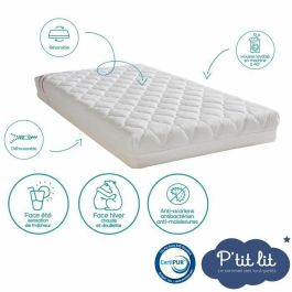 P'Tit Lit PTI1708547031804 Colchón para bebé climatizado 70x140x10 cm Reversible Funda desenfundable Antiácaros Fabricado en Francia