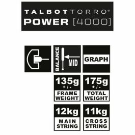 Talbot Torro Raqueta de Squash POWER 4000 TAL4015752510048 Perfil en U Cordaje US 500 Cabeza 480 cm² Marco 18.2mm 135g 175g