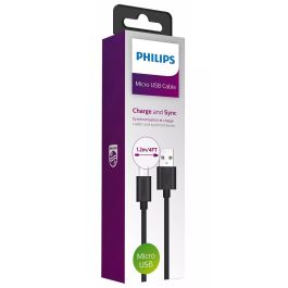 Philips Cable de Carga Micro USB 1.2 Metros, Conector USB A para Smartphone, Tablet y Accesorios