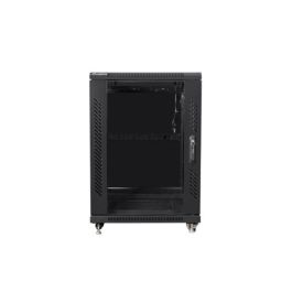 Lanberg FF01-6815-12B Armario Rack 15U Bastidor Independiente con Teclado de Bloqueo, Ruedas y Patas Ajustables, 800 kg, IP20, Negro