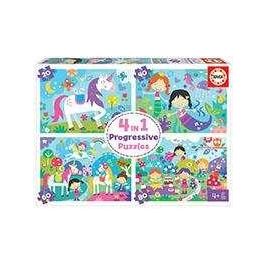 Educa Puzzles Progresivos 20-40-60-80 Piezas Mundo de Fantasía
