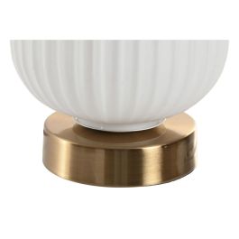 DKD Home Decor Lámpara de Sobremesa Moderna de Cristal y Metal Blanco Dorado, para bombilla E27, Potencia Máx. 50W, 14x23x14 cm