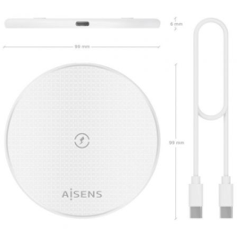 Aisens ASCH-15W1WC057-W Base de Carga Inalámbrica USB-C 15W para Móvil Qi Compatible Blanco