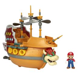 Jakks Pacific Super Mario: Vehículo Aeronave de Bowser con Figura de Acción de 6 cm - Juguete con Sonido y Pilas AA