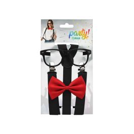Set Rojo Con Tirantes, Pajarita Y Gafas Para Disfraces De Payaso, Animador O Fiesta Neón