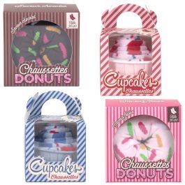 The Concept Factory Par Calcetines De Postre Mujer Talla 36-40 Modelos Surtidos: Donut Rosa, Donut Verde, Cupcake Rosa, Cupcake Azul