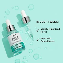 It Cosmetics F.I.L. D273373/1 BYE BYE PORES Sérum con 10% Ácido Glicólico + Hialurónico. Tratamiento Reductor de Poros, Acné y Puntos Negros 30 ml