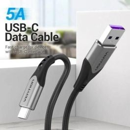 Cable USB 2.0 Tipo-C Vention COFHF/ USB Tipo-C Macho - USB Macho/ Hasta 100W/ 480Mbps/ 1m/ Gris