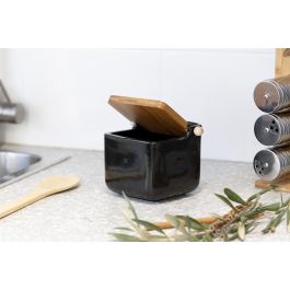 Salero de Cerámica Negro con Tapa de Bambú Vessia 14.5x11x12 cm (6 Unidades) Salero de Cerámica Negro con Tapa de Bambú Vessia 14.5x11x12 cm (6 Unidades)