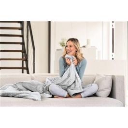 Beurer Manta Eléctrica Nordic Grey Green Planet - Tacto Suave, Material Reciclado, Desconexión Automática