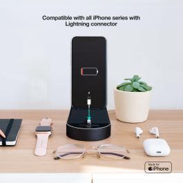 TooQ Base de Carga 23W para Apple Watch y iPhone Lightning, MFI, Carga Rápida y Simultánea, Negro