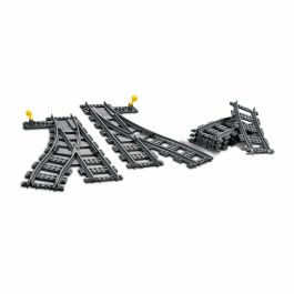 LEGO 60238 City Conjunto de Rieles de Tren y Desvíos. Incluye 4 Curvos, 1 Desvío Derecho y 1 Izquierdo. Compatible con todos los conjuntos LEGO City.