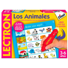 Diset Lapiz Los Animales R.63883 Lectron, El Lápiz Mágico que Indica la Respuesta Correcta con Luz y Sonido para Niños +3 Años