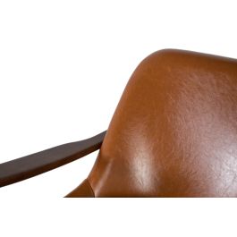 Giner Y Colomer Sillón Moderno en Madera de Caucho y P.U. Marrón Teja con Brazos Curvos
