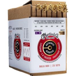 Martin MA535T Cuerdas Guitarra Acústica Phosphor Bronze Lifespan .011-.052 - Bulk Box 25 Juegos (150 Cuerdas)