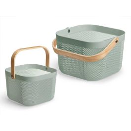 Kipit Cesta Multiusos Verde Cuadrada con Asa 26 x 17.5 x 26 cm Plástico y Madera (12 Unidades) Precio: 38.78999971. SKU: B1CRCVAQCM