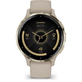 Reloj inteligente con GPS GARMIN Venu 3S, 30,4 mm (1,2"), acero dorado suave, caja de lino y correa de silicona de lino. Precio: 483.58999997. SKU: B17MVR3S73