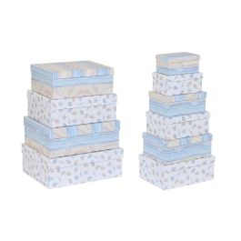 DKD Home Decor Caja de Almacenamiento Infantil de Cartón Multicolor, Set de 10, 33.5 x 15.5 x 43.5 cm