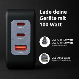 Cargador de Pared INTENSO GaN W100ACC Negro 100 W