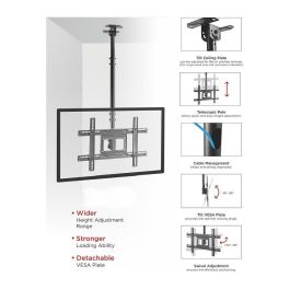 EQUIP Soporte TV Techo 650321 para Pantallas de 32"-70", 50kg, Negro, Inclinable