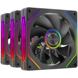 Mars Gaming MF-LINKFINITYKIT2R Pack 3 Ventiladores 12cm ARGB Aspas Invertidas LINKFINITY Control PWM para PC Gaming