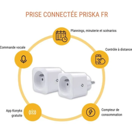 Konyks Priska FR Dual Pack Enchufes con Conexión Wi-Fi + BT, 16 A, Con Medidor de Consumo