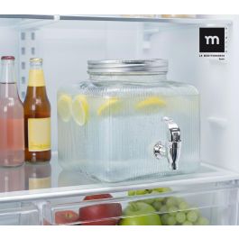 Inde Tarro Dispensador Frigo de Vidrio 5.5 Litros - Capacidad 5.5L, Medidas 21x21x18.5 cm (6 Unidades)