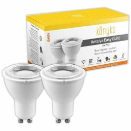 2 bombillas LED - KONYKS - Antalya GU10 Dual Pack - Wifi + Bt - GU10 - 350 Lúmenes - RGB + Blanco - Compatible con Alexa / Google Home