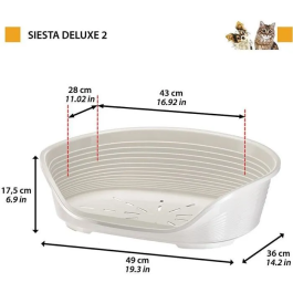Ferplast Cesta Siesta Deluxe Tamaño 2 - 49*36*17,5 cm - Gris Claro - FER8010690216089