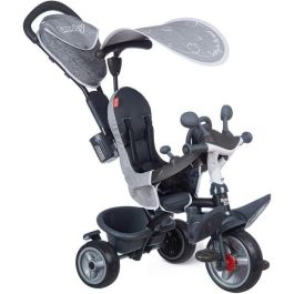 Smoby Triciclo Baby Driver Plus Gris, Bicicleta Evolutiva Infantil desde 10 Meses con Ruedas Silenciosas y Freno de Estacionamiento