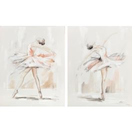DKD Home Decor Cuadro Romantico Blanco Beige 3.7 x 100 x 80 cm (2 Unidades) Pintado a Mano Lienzo Pino Ballet Precio: 77.92884. SKU: S3028216