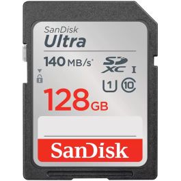 SanDisk Ultra 128 GB SDXC UHS-I Clase 10, SDSDUNB-128G-GN6IN, Velocidad de lectura 140 MB/s, Resistente al agua, golpes y temperatura Precio: 27.50000033. SKU: S55159961
