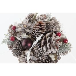 DKD Home Decor Centro de Mesa Navideño Alpino Blanco Rojo 19x19x19 cm (2 Unidades) – Decoración con Piña y Porexpan