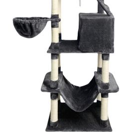TAYLOR AL105 Rascador para Gatos - 60 x 50 x 206 cm - Gris oscuro - 2 Plataformas, 1 Percha, 2 Cabinas, 1 Hamaca