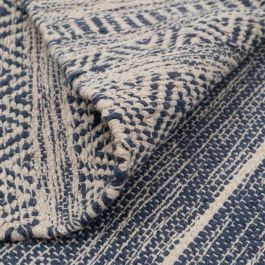 Alfombra Azul Blanco 70 % algodón 30 % Poliéster 80 x 150 cm Alfombra Azul Blanco 70 % algodón 30 % Poliéster 80 x 150 cm