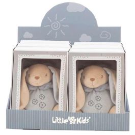 Creaciones Llopis Display 6 Unidades Peluche Sonajero Conejo Ely Gris de Poliéster 18 cm para Bebé