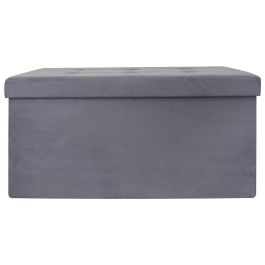 Home Deco Factory Banco Puf Plegable Gris Oscuro 76x38 cm