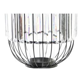 DKD Home Decor Portavela Moderno Negro Transparente Metal y Cristal 20x20x25 cm Set 2 Unidades