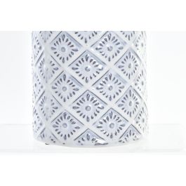 DKD Home Decor Jarrón Mediterráneo Porcelana Blanco y Azul 14 x 45 x 14 cm