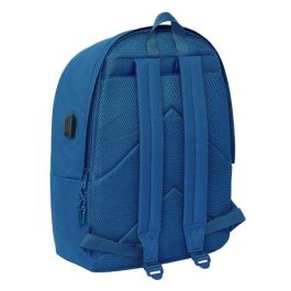 Safta Mochila Doble para Portátil 15,6" + USB Real Madrid Chica Azul 31x44x18 cm