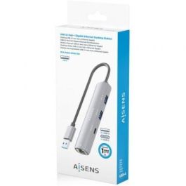Aisens ASUC-4P035-GR Hub USB Tipo-C 3.1 Gen1 a Ethernet Gigabit con 2 USB-A y 1 USB-C, Gris