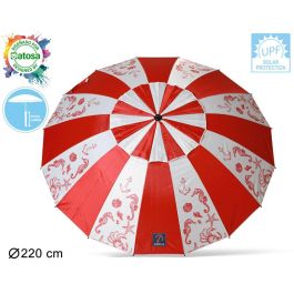 Atosa Sombrilla de Playa Modelo Fondo Marino UPF 50+ Aluminio Orientable Rojo 220 cm