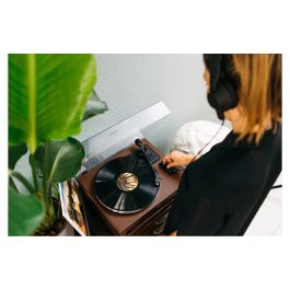 Lenco LS-430BN Tocadiscos de tracción por correa con Bluetooth, 4 altavoces integrados, 33/45 RPM, color marrón