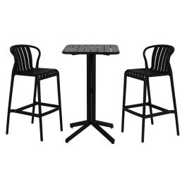 Mesa Bar Terraza Y Jardin DKD Home Decor Negro 60 x 102 x 60 cm Set de 3