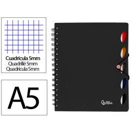 Liderpapel Cuaderno espiral A5 Micro Executive tapa plástico 100 hojas 80gr cuadro 5mm con gomilla negro Precio: 6.50000021. SKU: B1JYKZWKN7