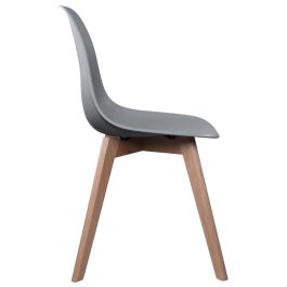 Home Deco Factory Silla STOCKHOLM Diseño Escandinavo Patas Madera Asiento Plástico Gris 45,8x51,4 cm H84,6 cm