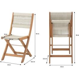 Conjunto de bistró plegable de madera de acacia FSC con tejido de cuerda beige - 2 personas - MAKENA Conjunto de bistró plegable de madera de acacia FSC con tejido de cuerda beige - 2 personas - MAKENA