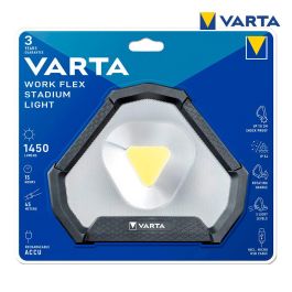 Varta Work Flex Stadium Light - Linterna Recargable 1450lm, 15h Duración, Tecnología COB LED, IP54, Incluye Cable de Carga