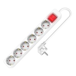 Regleta Enchufes 6 Tomas sin Interruptor TM Electron TMUAD506S Blanco 3680 W (1,5 m)