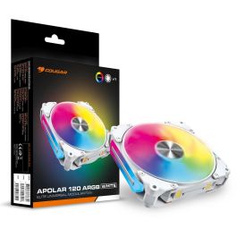 Cougar CF-APR12HW-RGB Ventilador para Carcasa 120mm Apolar 12 ARGB Blanco, Compatible PWM, Iluminación LED Multi, 2200 RPM